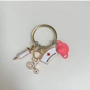 Nurse/healthcare keychain with pink accents